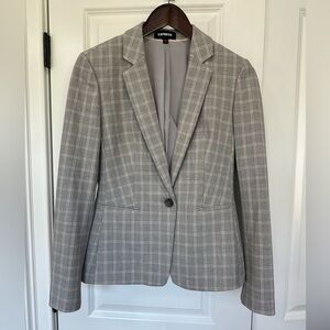 Express grey/pink plaid blazer